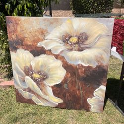 Large Floral Painting On Canvas 
