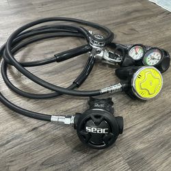 Seac PX100 Scuba Diving Regulator Complete w/ Octopus & 3-gauge SPG Console