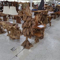 5' tall handmade teak tree