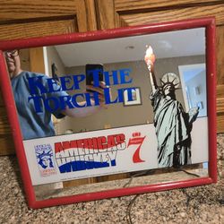 1986 Keep The Torch Lit Seagrams Mirrored Bar Sign 