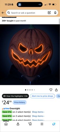 NEW!! LED Light-Up Pumpkin Halloween Mask