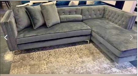 New Grey Velvet Sectional Sofa