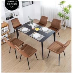 Upholstered Velvet Dining Chair Set of 6. Brown