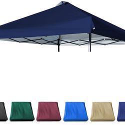 10x10 Canopy Replacement Top with Air Vent Silver Coated for Straight Leg Canopy Frame, (Navy Blue)
