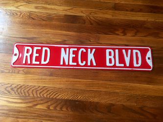 Red Neck Blvd Metal Sign red w/ raised white/red Letters 32" x 6 " Man Cave wedding Gift collage country boy hillbillies hillbilly