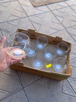 Set of 12 Clear Glass Stemless Wine Glasses