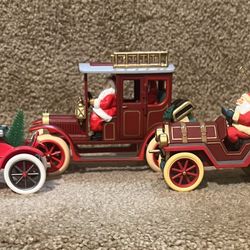 Hallmark Lot of 3 Here comes Santa in old fashion cars convertible