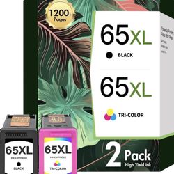 65XL 65 Black/Color Ink Cartridges Combo Pack DeskJet 3755 Envy 5055 Compatible Replacement for HP 65XL Black and Color for HP DeskJet 3 2600 