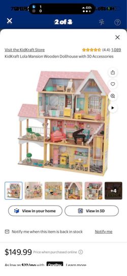 KidKraft Lola Mansion Wooden Dollhouse with 30 Accessories