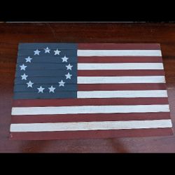 Wood American Flag, Handmade
