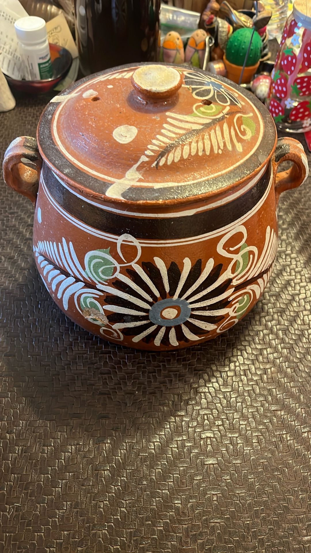 Large Antique Mexican Terracotta Food Pot 1960's