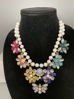 NWT INC floral enamel colorful statment necklace