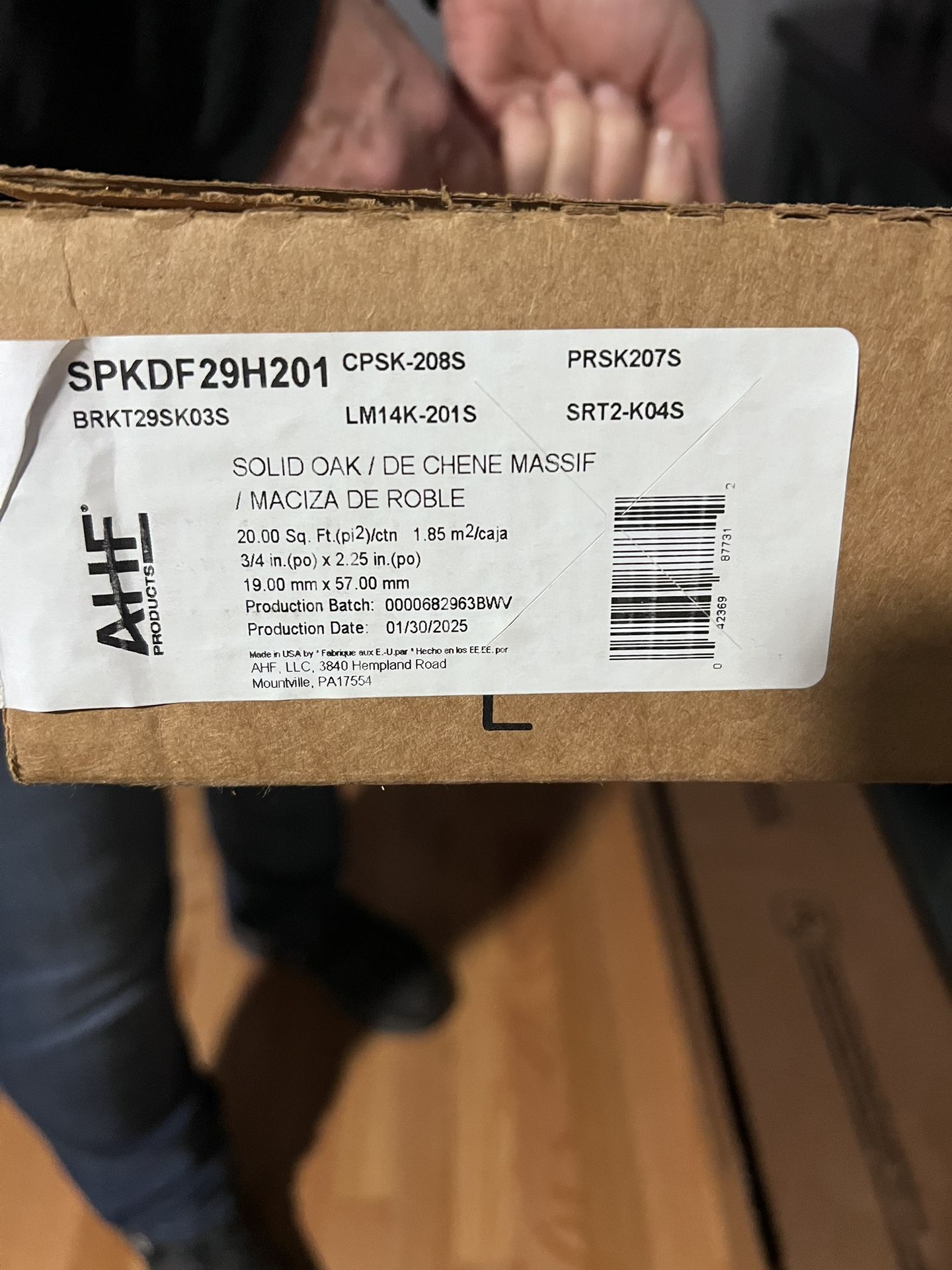 Hardwood. Approx. 38 square feet. One unopened box and one box over half full.