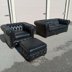 Free Delivery - North Carolina Chesterfield Leather Sofa Couch & Chair