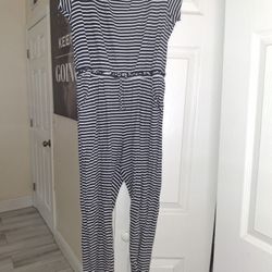 Blue And White Striped Jumpsuit