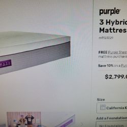 Purple 3 Hybrid Mattress 45% Off!!!!