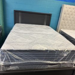 Queen Bed Frame With Mattress Set Pillow Top