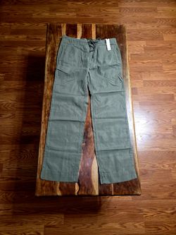 Banana Republic Mens Olive Green Drawstring Lyocell Linen Pants. Size 32x28