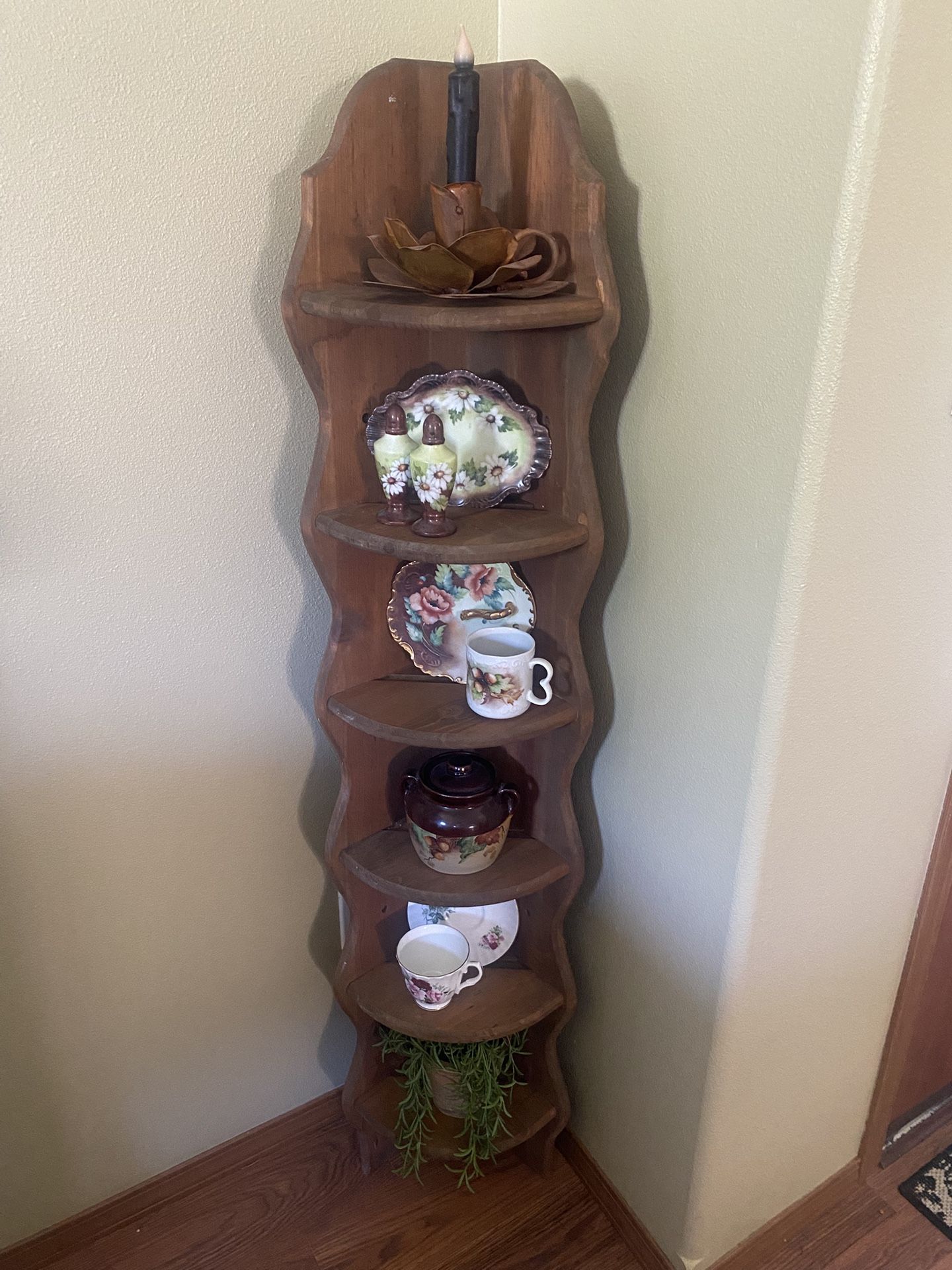 Handmade Solid Wood standing corner shelf Corner Shelf