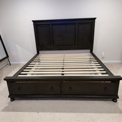 Cal King bed frame, TV Console, Mirror