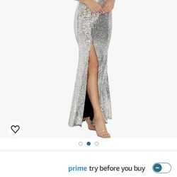 Formal/Prom Dress Silver And white Sequin Dress