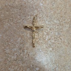 14k Yellow Gold Crucifix Pendant 2"