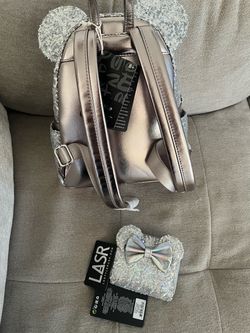Loungefly Minnie Mouse Silver Sequin Mini Backpack
