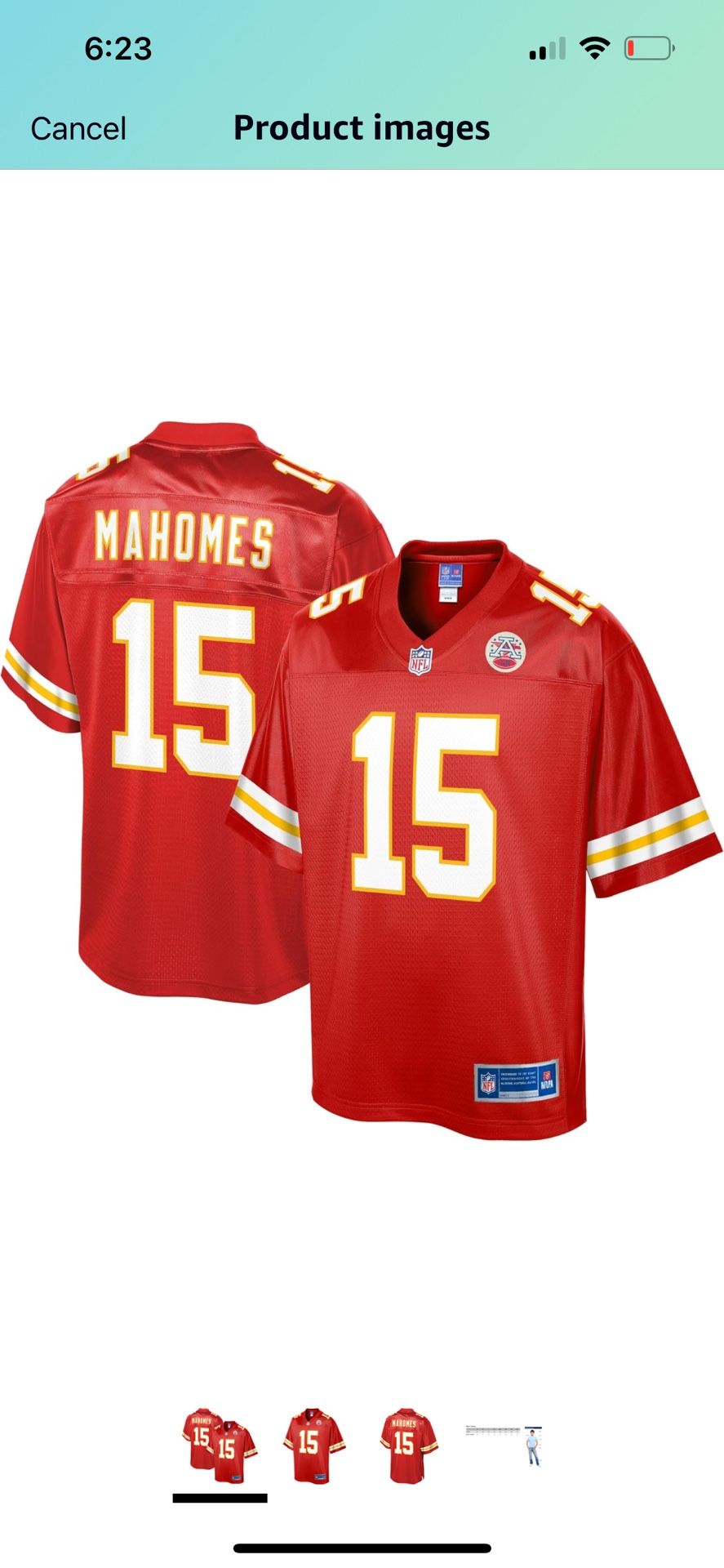 Mahomes Jersey Size Large