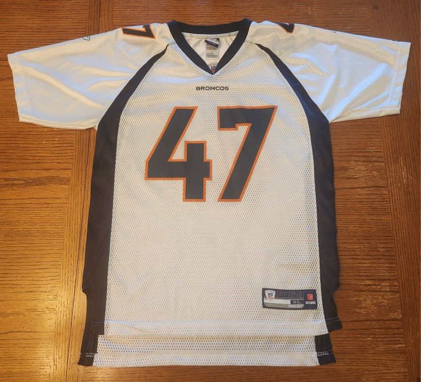 VINTAGE DENVER BRONCOS JOHN LYNCH FOOTBALL JERSEY, YOUTH XL 18-20, ADULT S-M