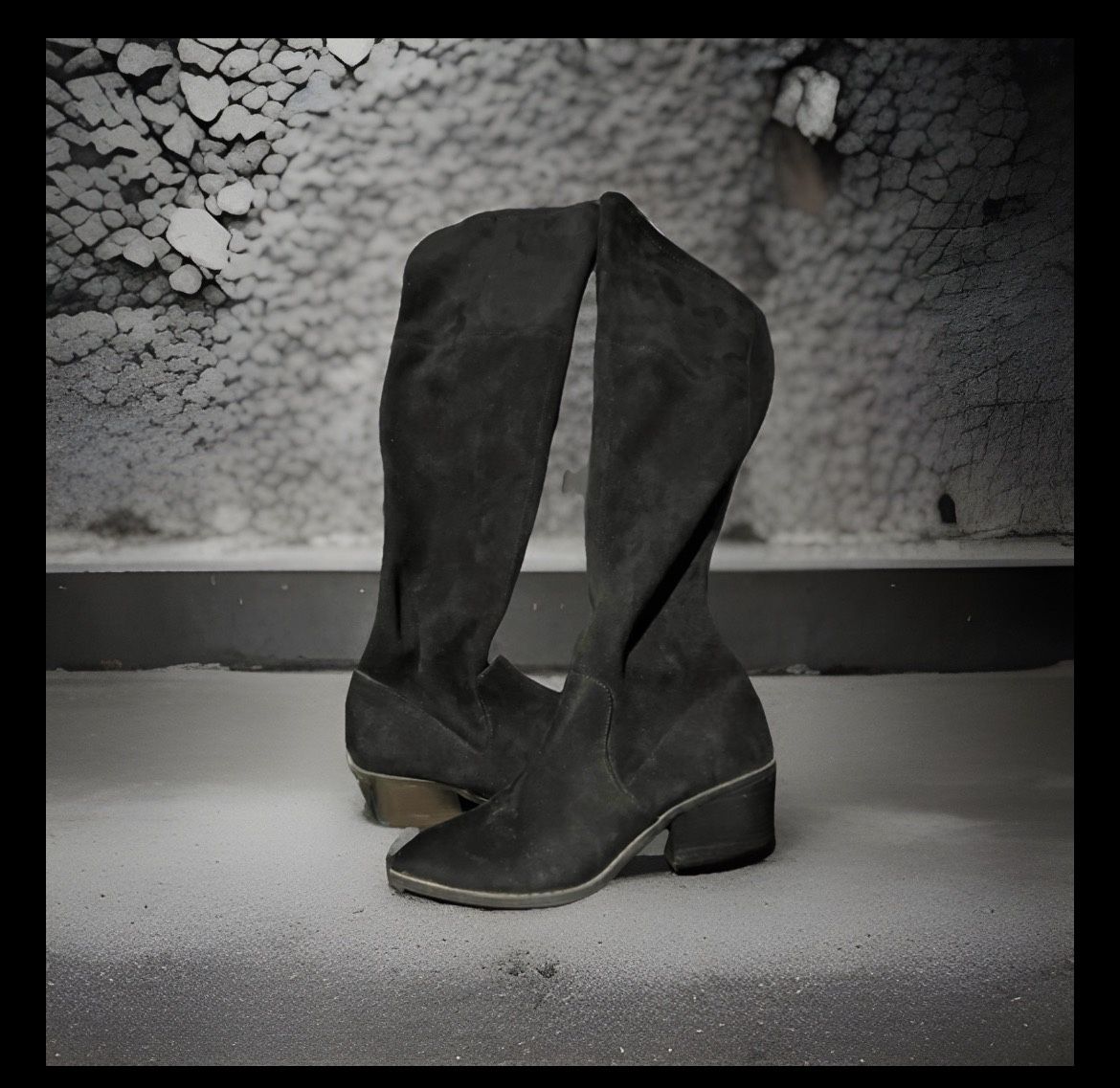 Steve Madden Georgette Boot Black Suede Size 8.5 Block Heel Zip