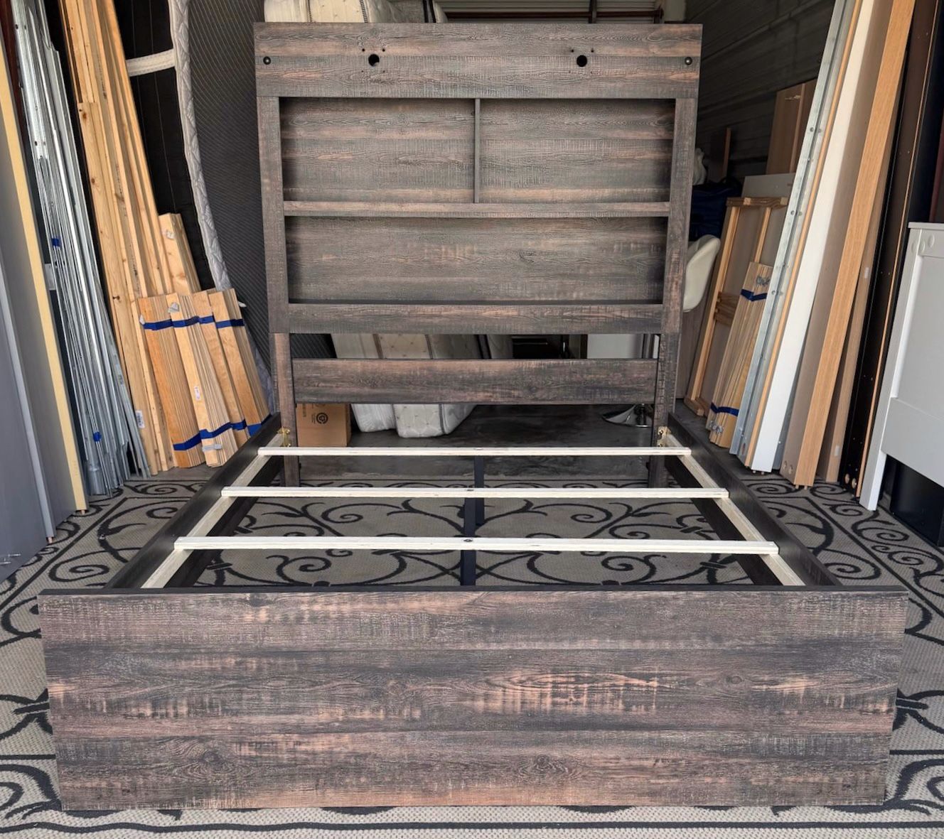 Full Size Rustic Bed Frame and Nightstand