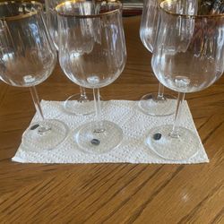 5 Wine Crystal Glasses