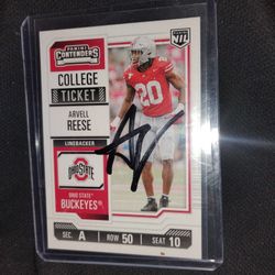 Arvell Reese Autograph Signed Card Ohio State Buckeyes Rc 
