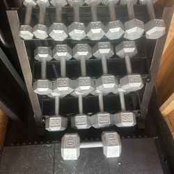 HEX DUMBBELLS AND RACK