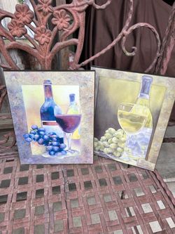 Wine and Grapes Wall Art Prints – Set of 2