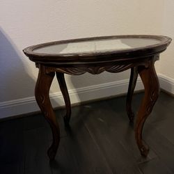 Antique Glass Top Table 