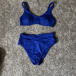 Two Piece Swimsuit Blue XL 