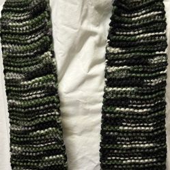 Handmade Knitted Scarf Camo Stripe Men Or Women New