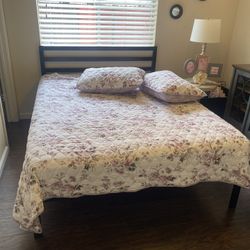 Queen bed frame & mattress