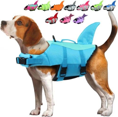 EMUST Large Dog Life Jacket, Pet Life Vests for Swimming, Small/Medium/Large Dog Flotation Vest with Rescue Handle for Water at Pool, Beach, Boating (