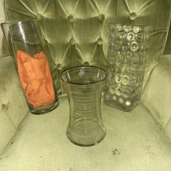 3 Glass Vases