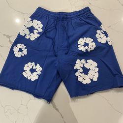 Denim Tears Cotton Wreath Shorts Blue Size Medium Brand New With Tags