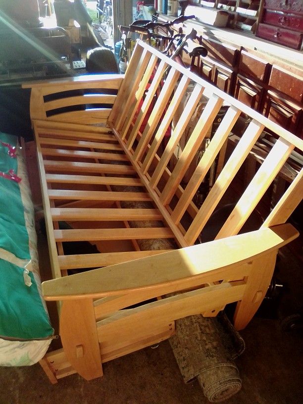 Like New Queen Size Futon Real Wood W/ Drawers