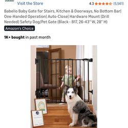 Pet baby gate black. New in box. 26-43” wide. $35