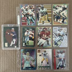NFL QUARTERBACK LOT (10)Cards! Montana, Marino, Kordell,Aikman, Young, Favre!!! Inserts, Rookie+! NM/M!!!😎