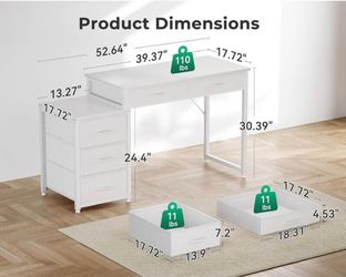 NEW 53" White Computer Desk / Makeup Vanity with 5 Drawers