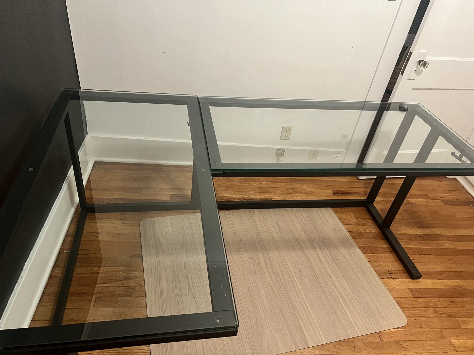 Glass L-Shaped Office Desk