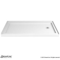 DreamLine SlimLine 32 in. D x 60 in. W x 2 3/4 in. H Right Drain Single Threshold Shower Base in White, DLT-1132602
