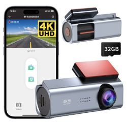 Dash Cam 4K Front Dash Camera for Cars 2160P WiFi Dashcam with APP Wireless Car Camera 24 Hours Parking Mode WDR Free 32G Card G-Sensor Loop Recording