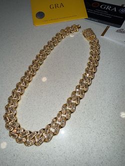 Iced out 14k gold plated Cuban link chain